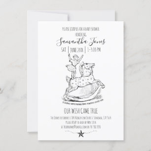 Whimsische Baby Shower Baby Zwart Op Wit Kaart