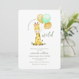 Whimsische ballon wilde safari giraffe baby shower kaart
