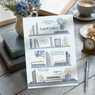 Whimsische Blauwe Bibliotheek Boekenplank Bruidsca Kaart