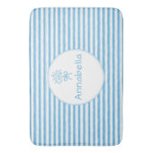 Whimsische blauwe witte streep preppy monogram badmat (Voorkant Verticaal)