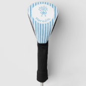 Whimsische blauwe witte streep preppy monogram golfheadcover (Voorkant)
