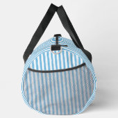 Whimsische blauwe witte streep preppy monogram plunjezak (Rechts)