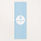 Whimsische blauwe witte streep preppy monogram yogamat (Voorkant)