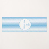 Whimsische blauwe witte streep preppy monogram yogamat (Voorkant (horizontaal))