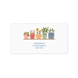 Whimsische bloemen in pot Tuinliefhebber Etiket