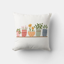 Whimsische bloemen in potten Tuinliefhebber Kussen