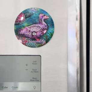 Whimsische bloemenente paars turquoise gepersonali magneet