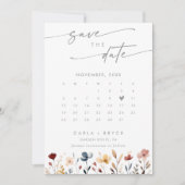 Whimsische Boho Wilde Bloem QR Code Foto Agenda Save The Date (Voorkant)
