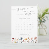 Whimsische Boho Wilde Bloem QR Code Foto Agenda Save The Date (Staand voorkant)