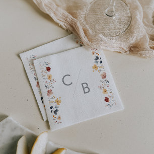Whimsische Boho Wildebloem Monogram Tafelkleden Servet