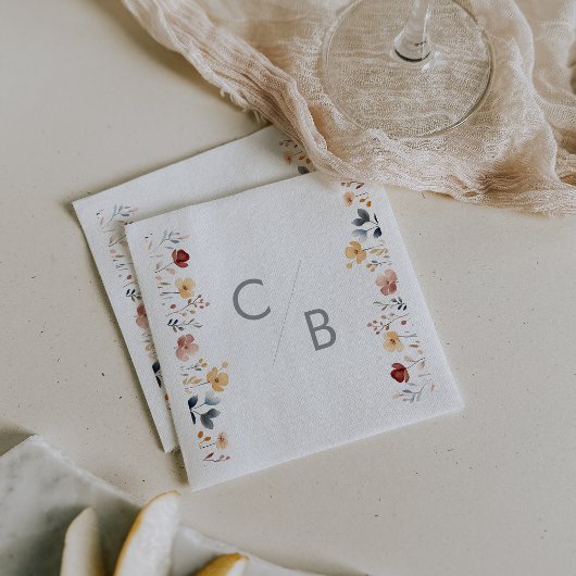 Whimsische Boho Wildebloem Monogram Tafelkleden Servet