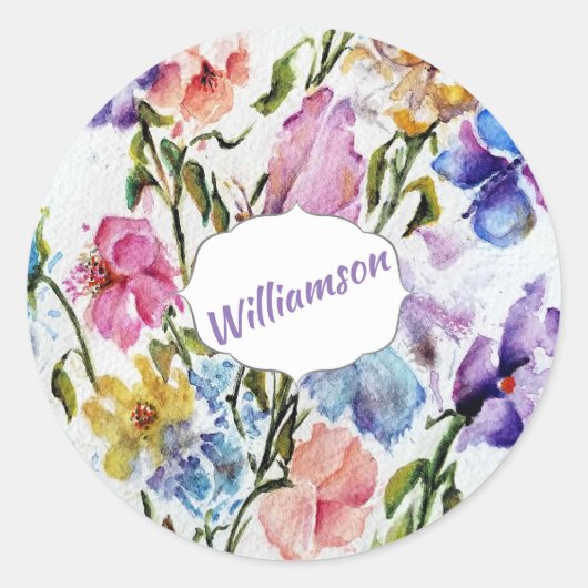 WHIMSISCHE BUTTERFLIES EN STROMEN PATROON RONDE STICKER (Voorkant)