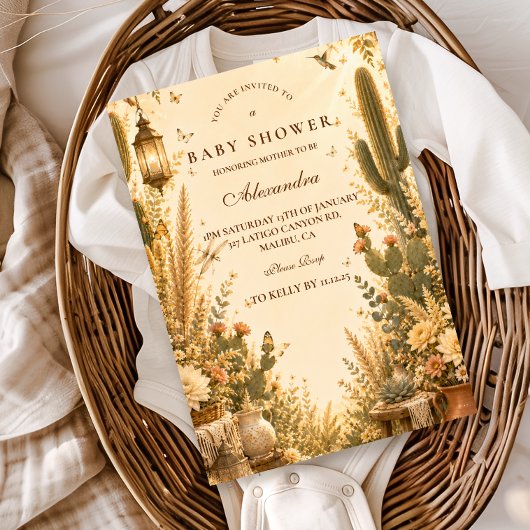 Whimsische Cactus Boho Baby Shower Kaart