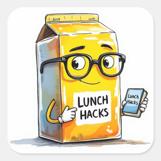 Whimsische Cafetaria Melkpak Lunch Hack-Sticker Vierkante Sticker (Voorkant)