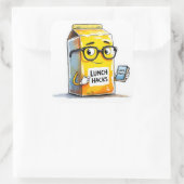 Whimsische Cafetaria Melkpak Lunch Hack-Sticker Vierkante Sticker (Tas)