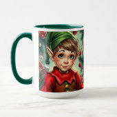 Whimsische Cartoon Elf | Gepersonaliseerd Kerstfee Mok (Links)