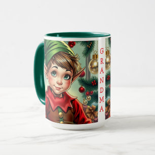 Whimsische Cartoon Elf Gepersonaliseerd Kerstfee Mok
