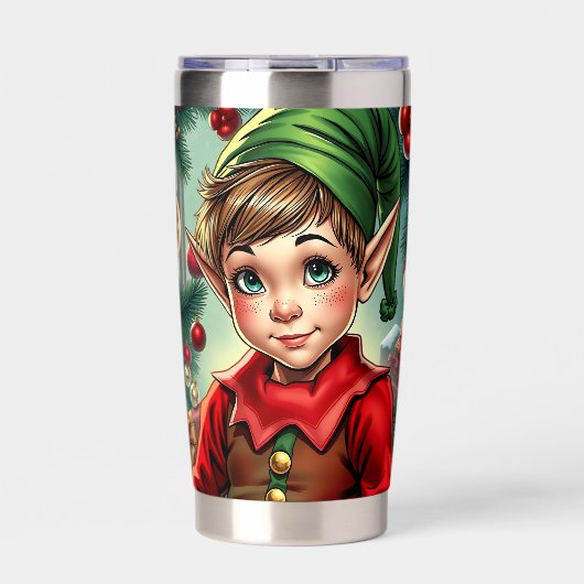 Whimsische Cartoon Elf | Kerstmis   Geïsoleerde Drinkbeker (Voorkant)