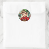 Whimsische Cartoon Elf | Kerstmis Ronde Sticker (Tas)