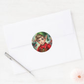 Whimsische Cartoon Elf | Kerstmis Ronde Sticker (Envelop)