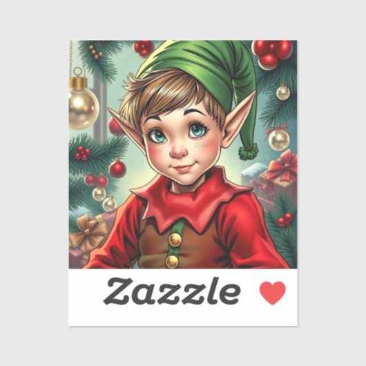 Whimsische Cartoon Elf | Kerstmis Sticker (Vel)
