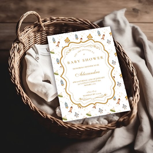Whimsische Celestiale Safari Baby Shower Kaart