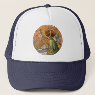 Whimsische collage Steenbok Vrouw mixed media Trucker Pet