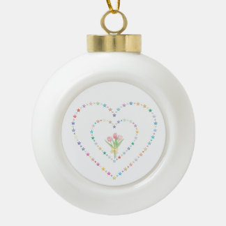 Whimsische concentrische ster hart frame keramische bal ornament
