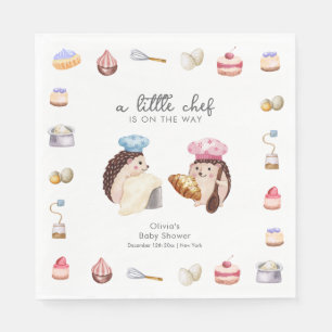 Whimsische Cute Egel Chef Bakker Baby Shower Servet
