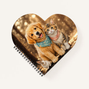 Whimsische Cute Huisdier Natuur Illustratie Spiraa Notitieboek