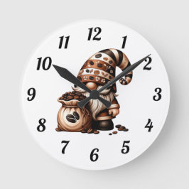 Whimsische Cute Kabouter Bruine Witte Cadeau Ronde Klok