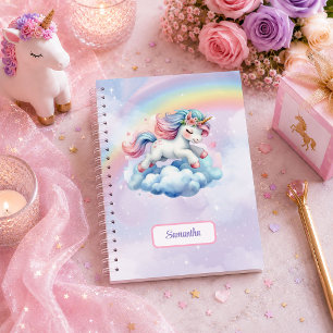 Whimsische Eenhoorn Pastelkleuren Meisje Verjaarda Notitieboek