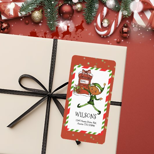 Whimsische Elf Jongen Kerst Persoonlijk Adres Etiket
