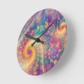 Whimsische Fantasie Abstracte Fractale Wervelstroo Ronde Klok (Hoek)