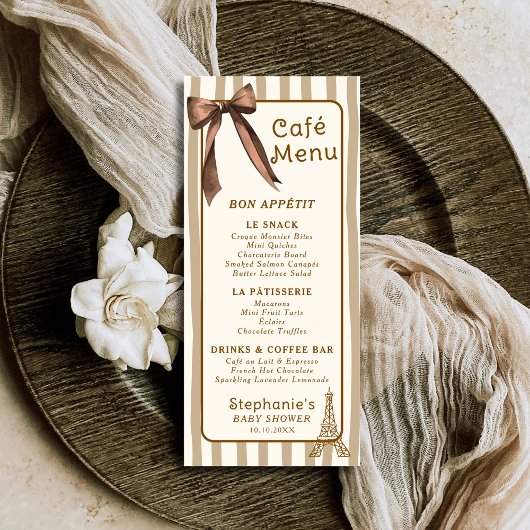 Whimsische Franse koffiebar thema Paris café Menu