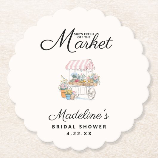 Whimsische 'Fresh Off The Market' Bruidsjonker  Kartonnen Onderzetters (Voorkant)