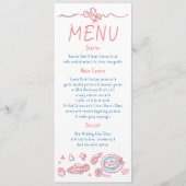 Whimsische funky decor handgeschreven trouwmenu menu (Voorkant)