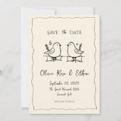 Whimsische Gedurende Duif Handgetekende Save the D Date (Voorkant)