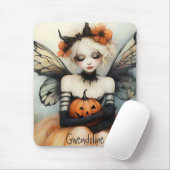 Whimsische Goth Fairy & Pompoen Custom Halloween Muismat (Met muis)