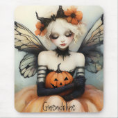 Whimsische Goth Fairy & Pompoen Custom Halloween Muismat (Voorkant)