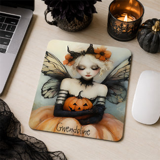 Whimsische Goth Fairy & Pompoen Custom Halloween Muismat