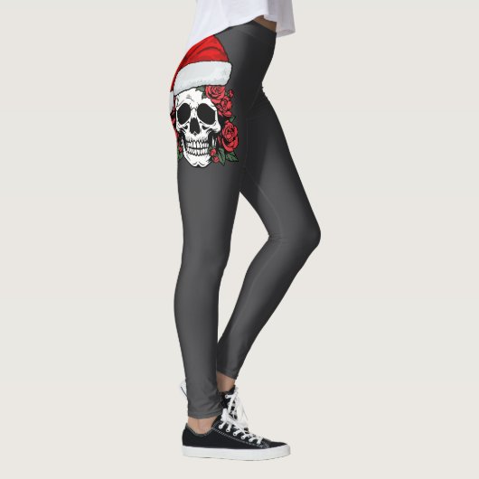 Whimsische Gotische Kerstman Schedel Kerst Legging (Rechts)