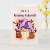 Whimsische Halloween Egel Halloween Kaart (Gele Bloem)