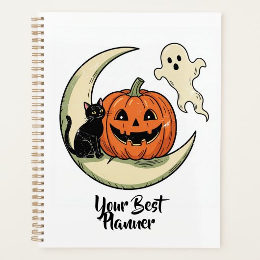 Whimsische Halloween Pompoen & Maan Planner (Voorkant)