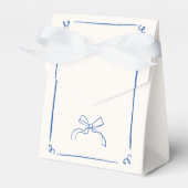 Whimsische handgetekende blauwe bridal shower bedankdoosjes (Voorkant Zijde)