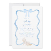 Whimsische handgetekende blauwe strik jongens baby