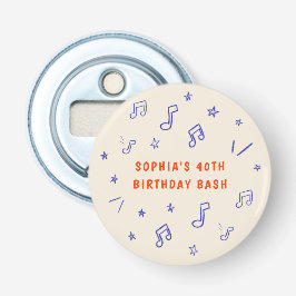Whimsische handgetekende illustraties 40e verjaard button flesopener