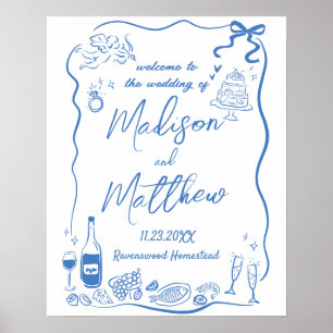 Whimsische handgetekende illustraties Doodle bruil Poster