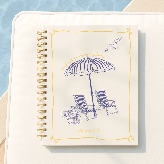 Whimsische handgetekende kust jaarplanner planner