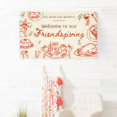 Whimsische handgetekende leuke vriendendankdag ban spandoek (Insitu)